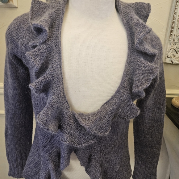 Chic Ruffled Lavender Cardigan - Picture 1 of 4